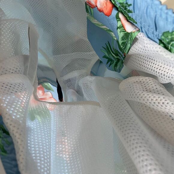 OLD NAVY Swim Trunks Mens Medium M NEW Blue Tropical Floral Mesh Lined Pockets - Picture 7 of 8